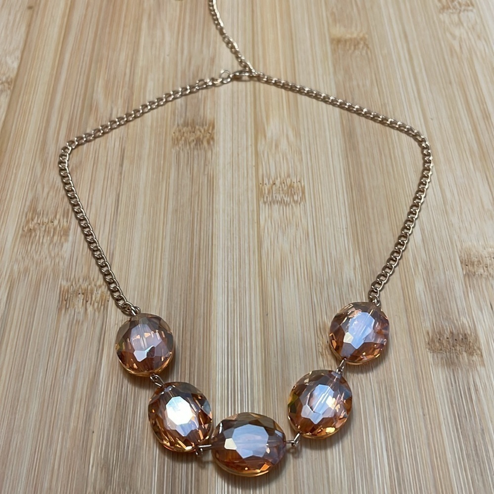 Gold Iridescent Glass Crystal Unbranded Statement Necklace